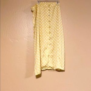 Yellow white poka dot skirt